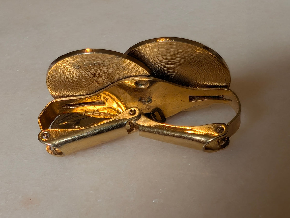 Vintage Sarah Coventry Coin Clip Earrings Gold Tone Napoleon French Coin Design
