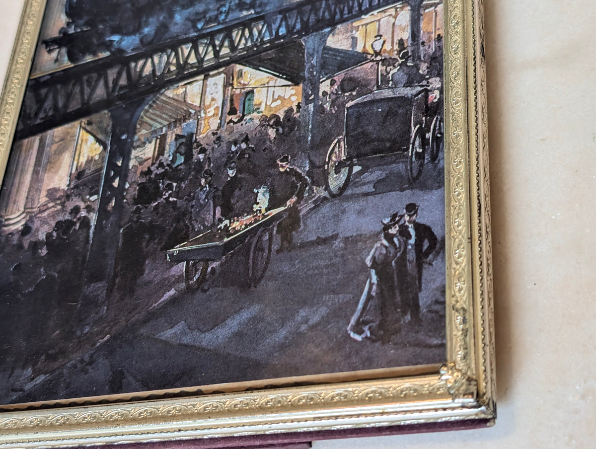 Hidden Picture Frame Sliding Panel Train Print Kodak George Eastman Novelty Frame