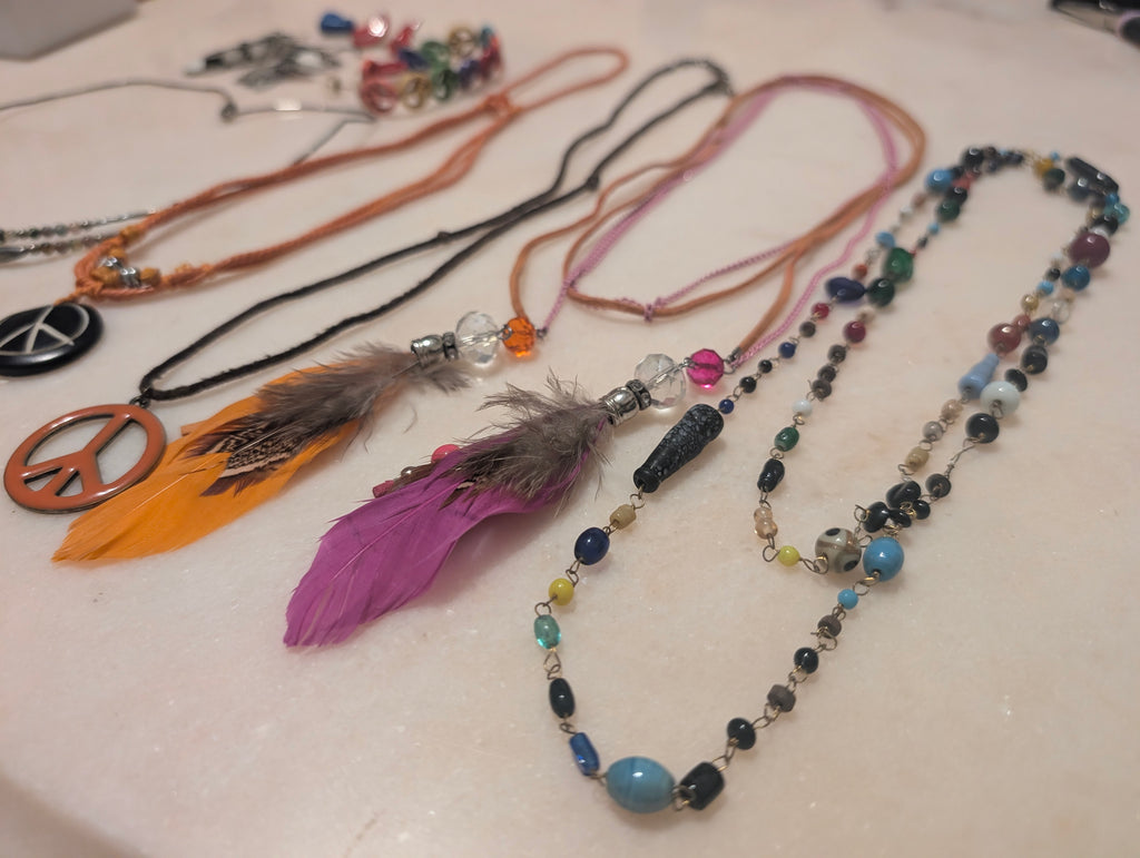 Vintage Silver Tone Jewelry Bundle: Boho Hippie Style