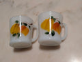 Anchor Hocking Fire-King Milk Glass Coffee Mugs Hand Painted Floral Set (2)