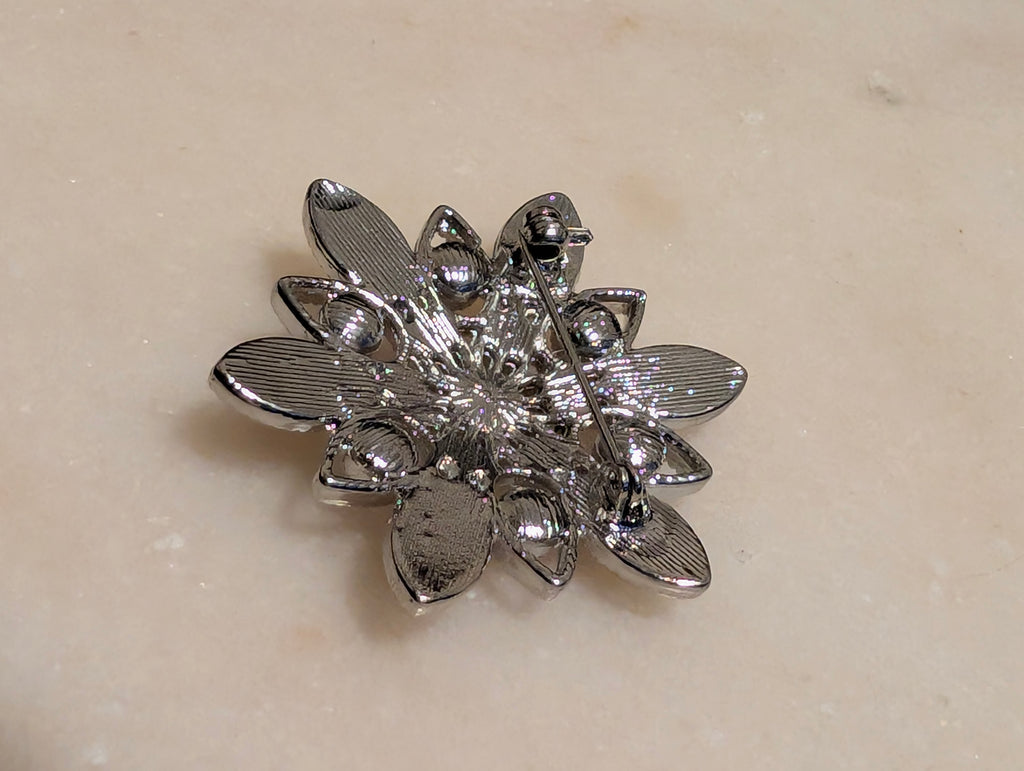 Floral Snowflake Brooch Pin Statement Costume Jewelry