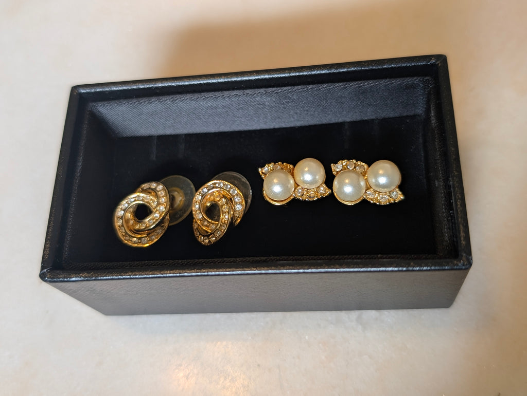 Vintage Gold Tone & Faux Pearl Earrings