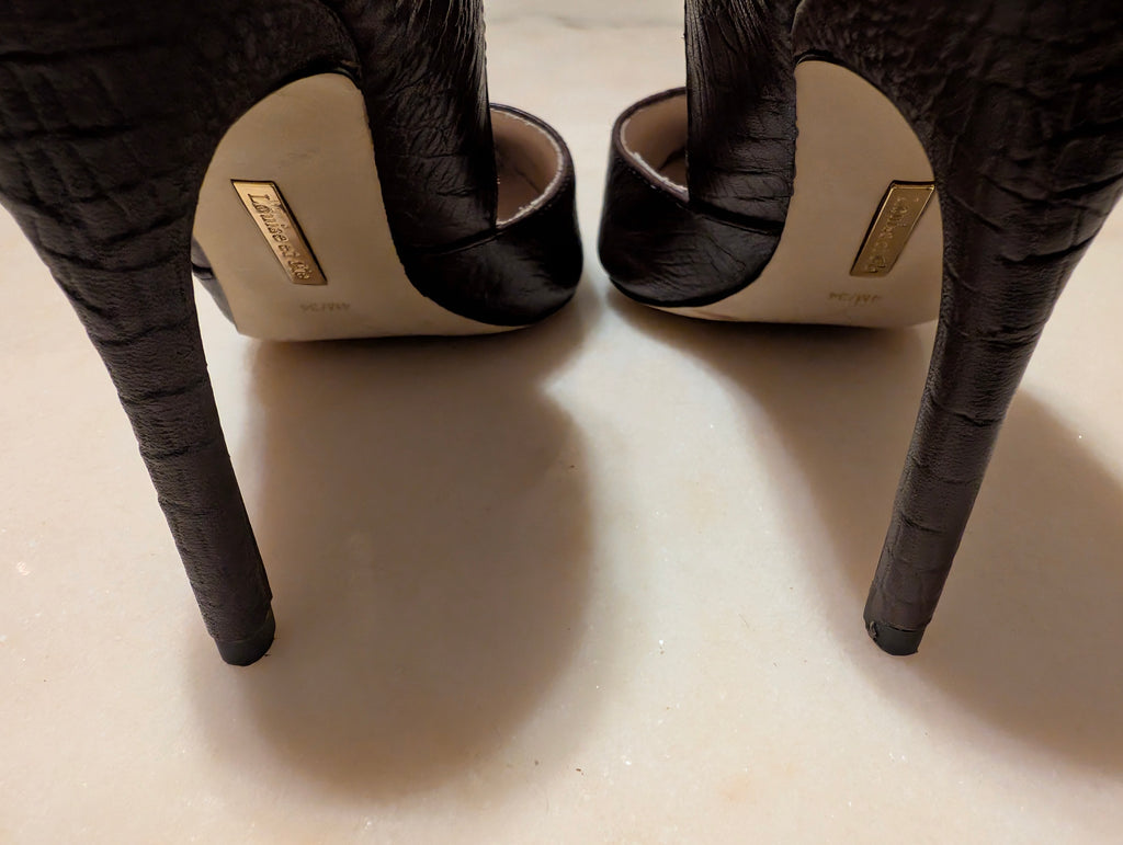 Louise et Cie Brown Embossed Leather D'Orsay Court Shoes Stiletto Heels