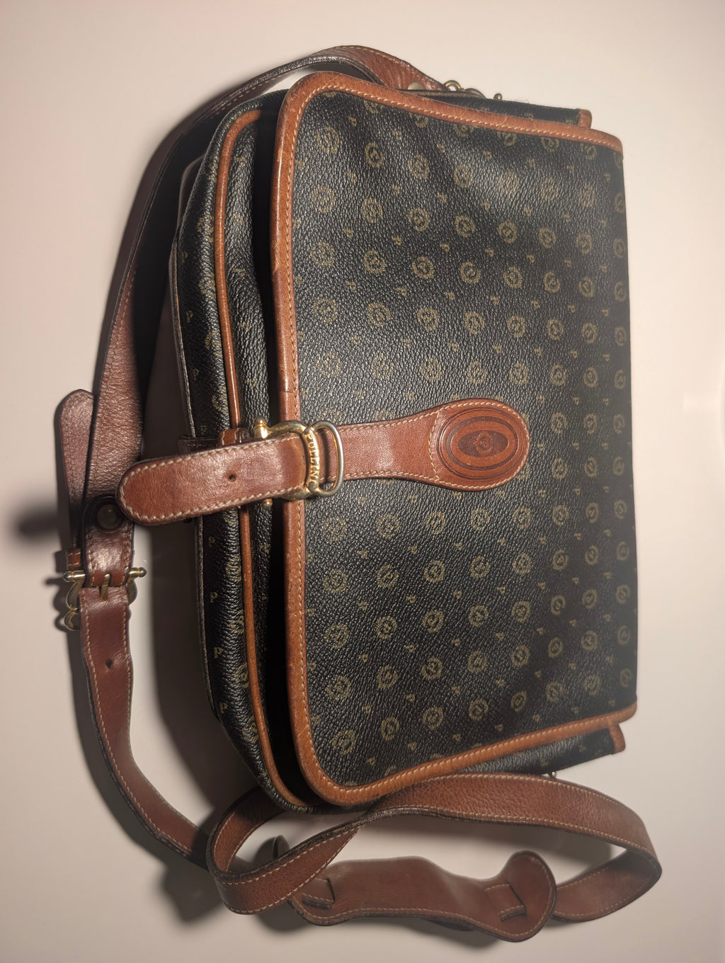 Pollini Heritage Messenger Bag Made in Italy, Monogram Crossbody