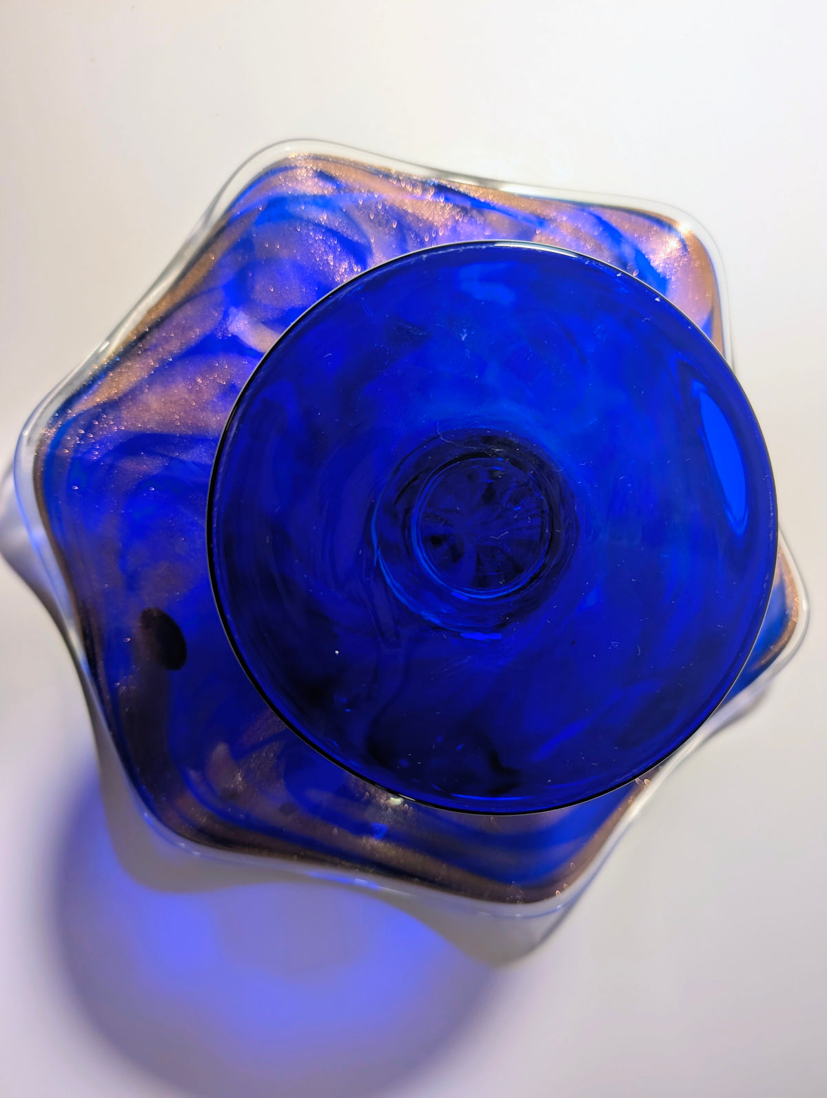 Murano Made in Italy Cobalt Blue Art Glass Pedestal Bowl Centerpiece