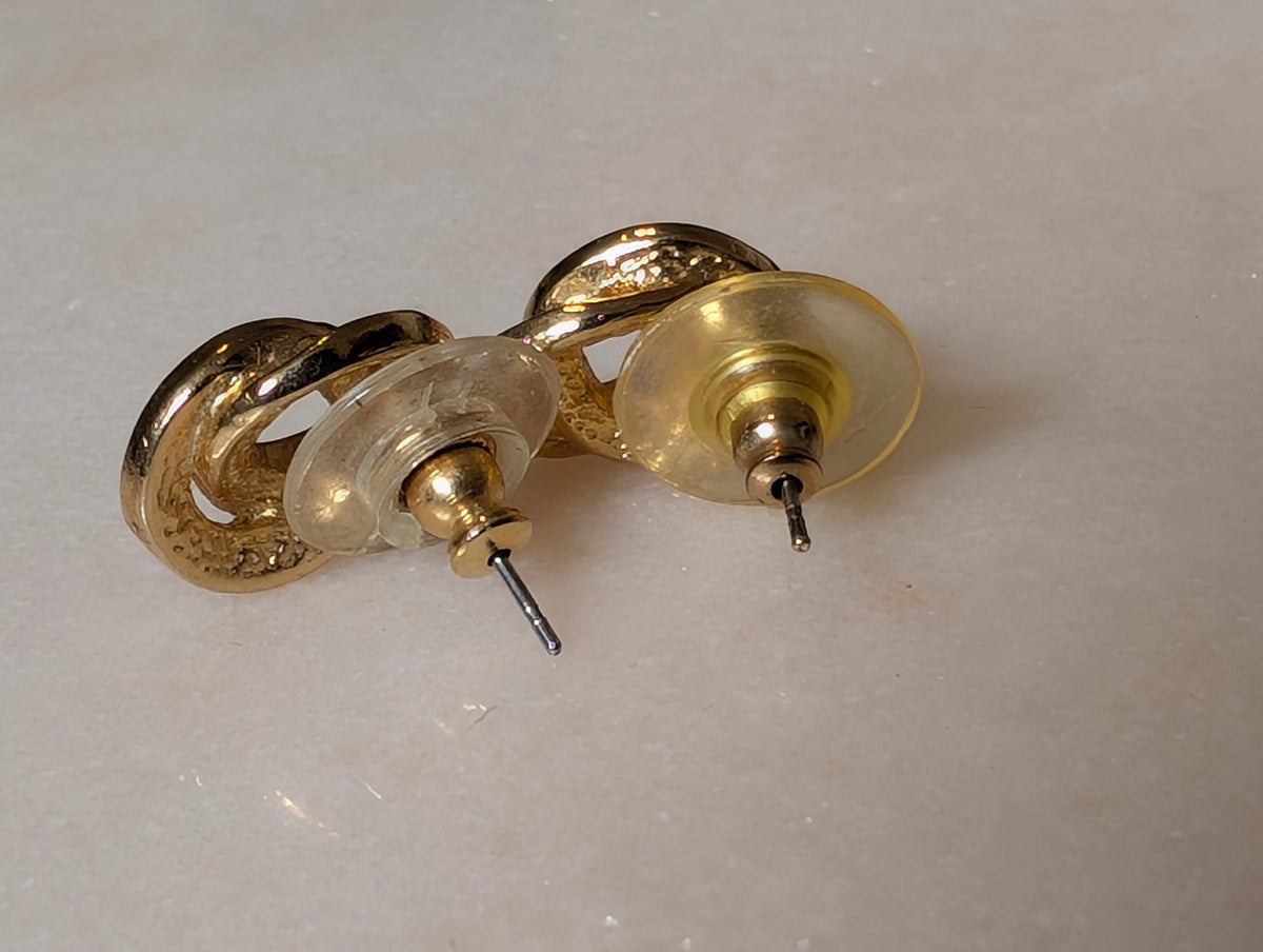 Vintage Gold Tone & Faux Pearl Earrings