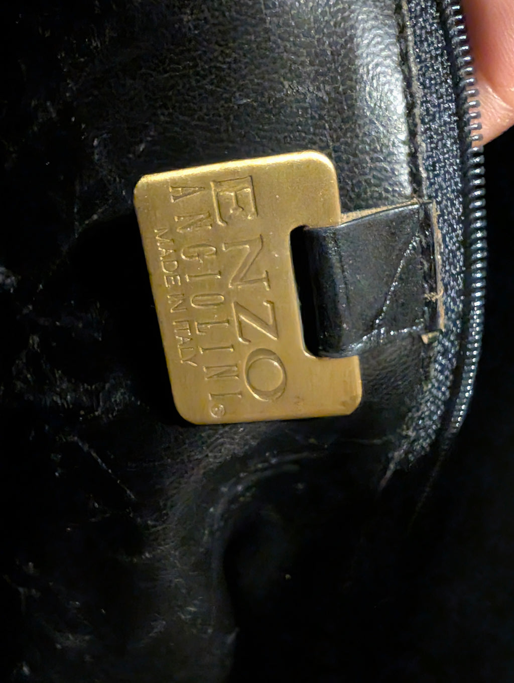 Enzo Angiolini Black Croc Embossed Leather Satchel Doctor Bag Crossbody Purse