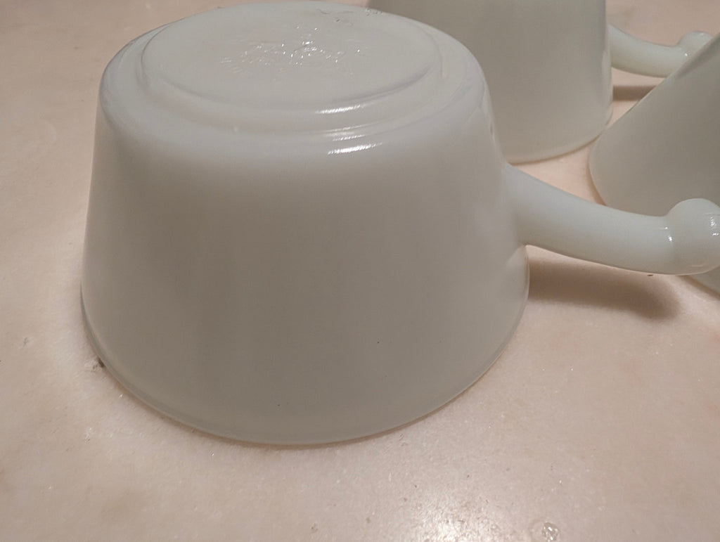 Fire-King Anchor Hocking Milk Glass Chili Bowls Soup Bowls With Handles (3)