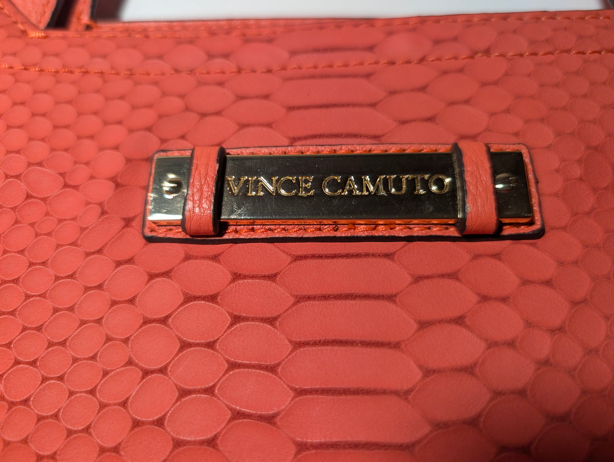 Vince Camuto Coral Orange Leather Tote Bag