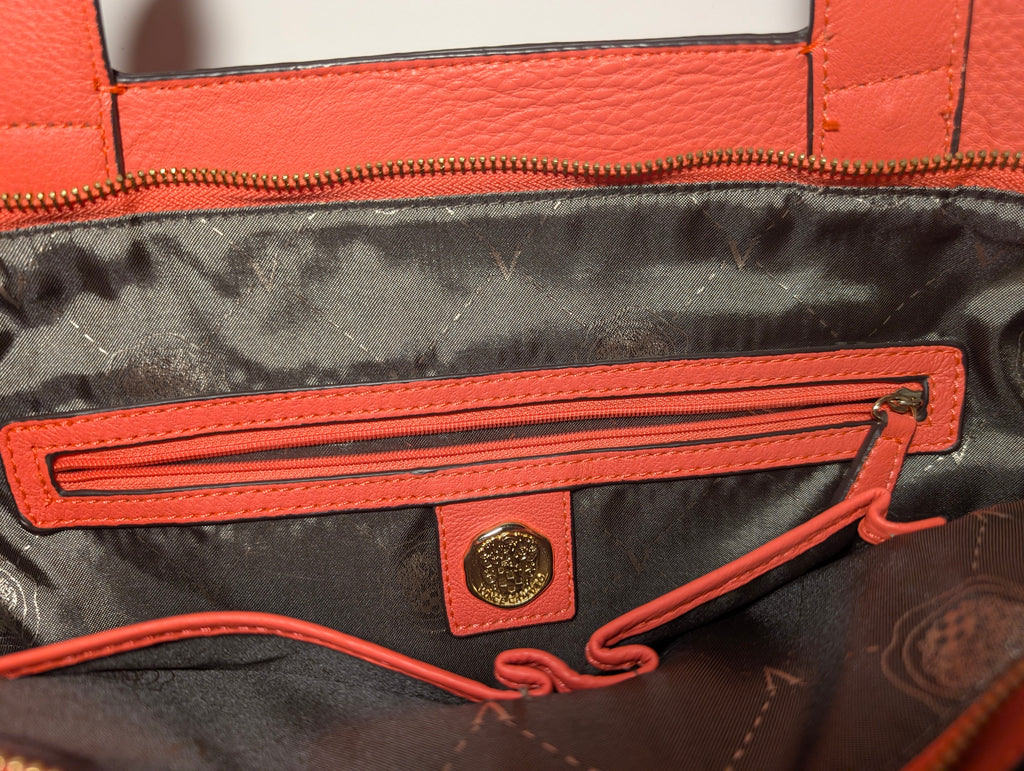 Vince Camuto Coral Orange Leather Tote Bag
