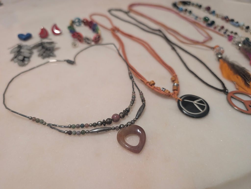 Vintage Silver Tone Jewelry Bundle: Boho Hippie Style