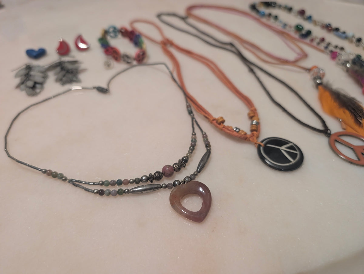 Vintage Silver Tone Jewelry Bundle: Boho Hippie Style