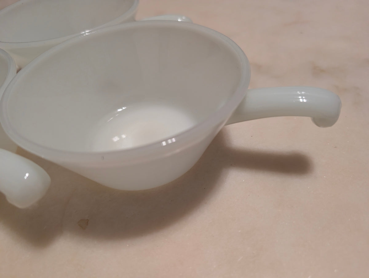 Fire-King Anchor Hocking Milk Glass Chili Bowls Soup Bowls With Handles (3)