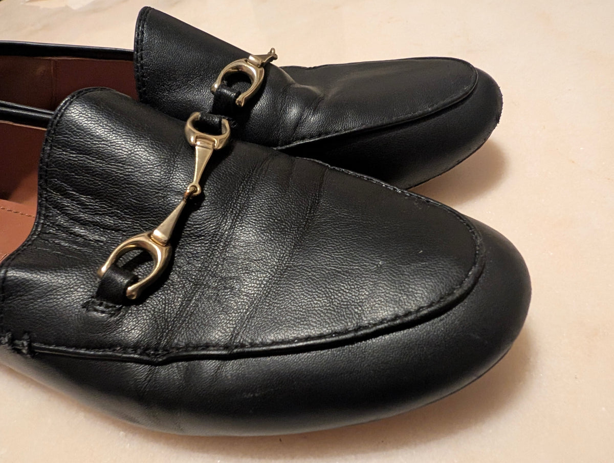 Coach FG3110 Black Leather Horsebit Loafers Women's US 6.5B Slip On Flats
