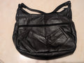 Leather Black Patchwork Shoulder Bag Soft Leather, Made in Mexico