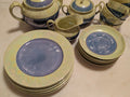 MZ Altrohlau CMR Czechoslovakia 20-Piece Lustreware Tea Set Blue Green Iridescen