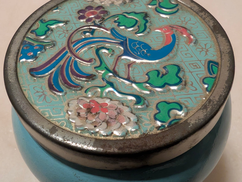 Vintage Avon Bird of Paradise Cloisonné Peacock Trinket Box