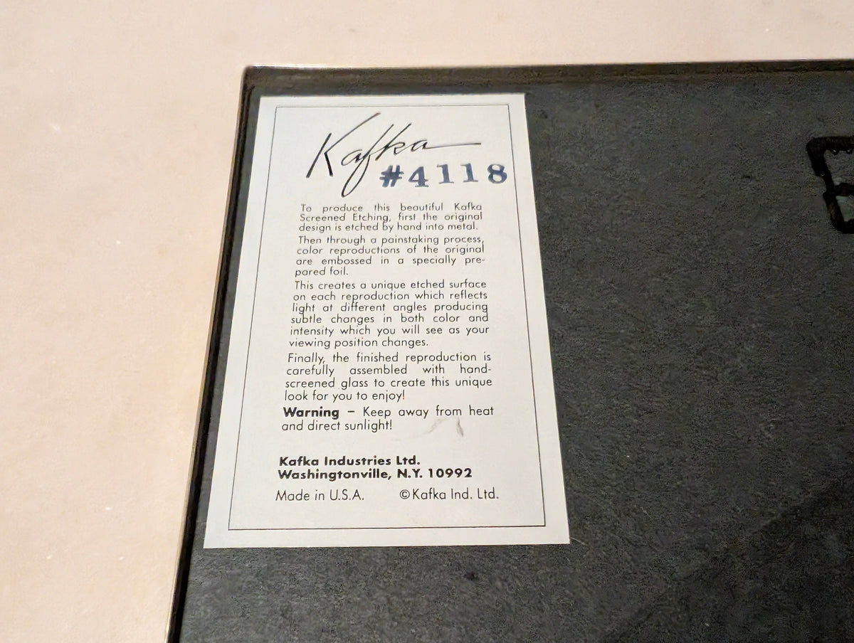 Vintage Kafka Industries #4118 3D Clipper Ship Foil Screen Etching Wall Art Framed Made in USA