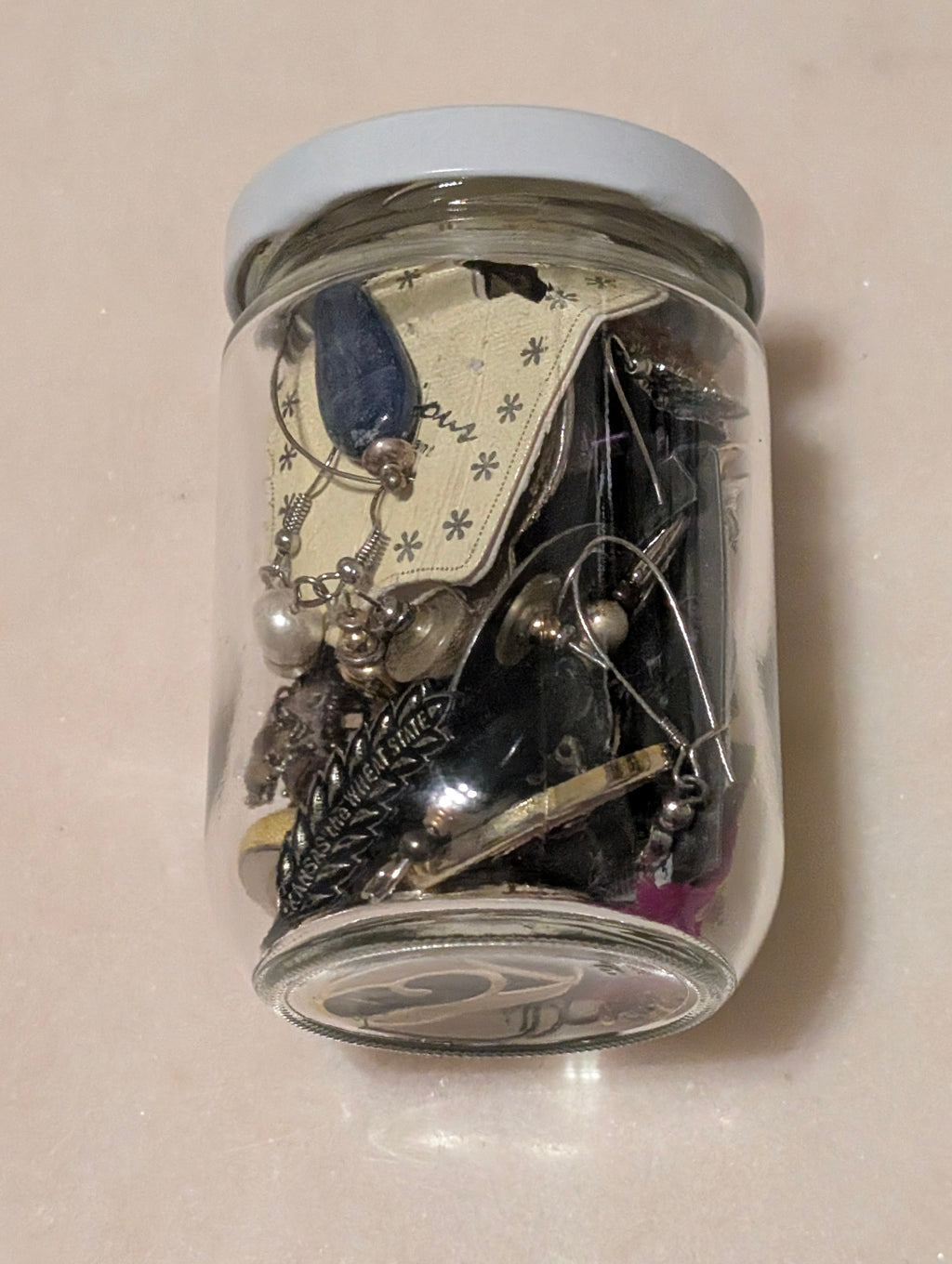 Mystery Jewelry Jar Craft Repair Wear Resale Mixed Costume Jewelry Lot Glass Jar