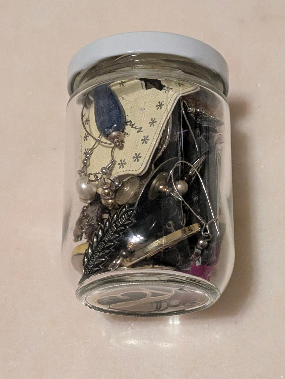 Mystery Jewelry Jar Craft Repair Wear Resale Mixed Costume Jewelry Lot Glass Jar