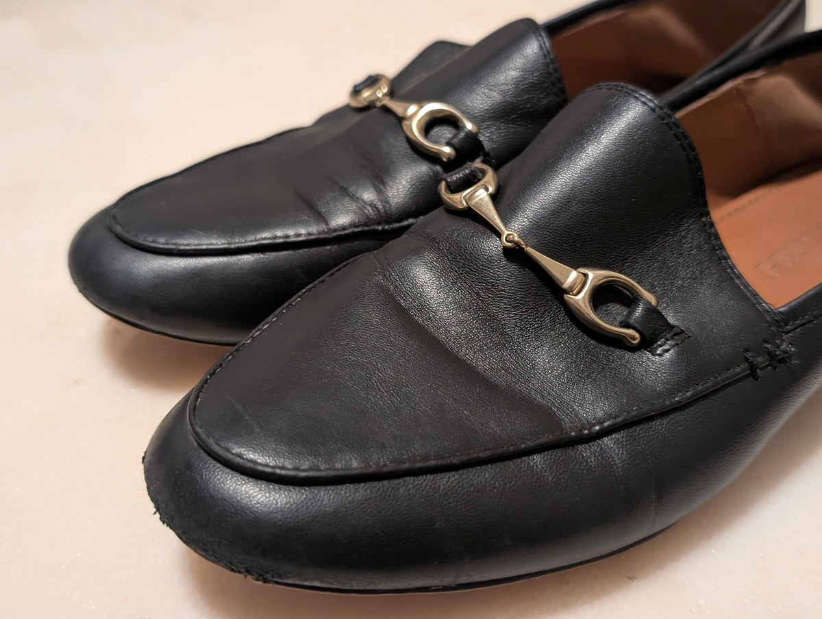 Coach FG3110 Black Leather Horsebit Loafers Women's US 6.5B Slip On Flats