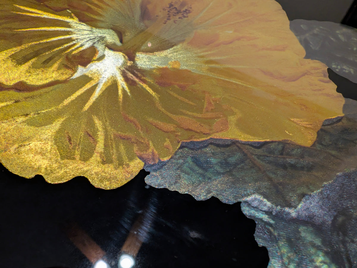Vintage Kafka Industries Hibiscus Flower 3D Foil Wall Art (#4243) – Made in USA (1985)
