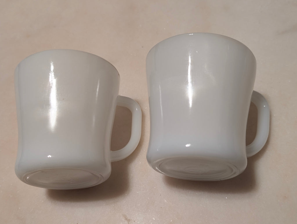 Vintage Federal Glass White Milk Glass Coffee Mugs D-Handle Set of 2 USA