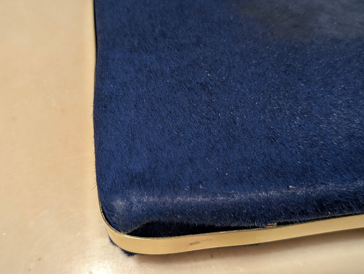 Gianni Bini Royal Blue Genuine Cowhair Leather Clutch Crossbody Bag Gold