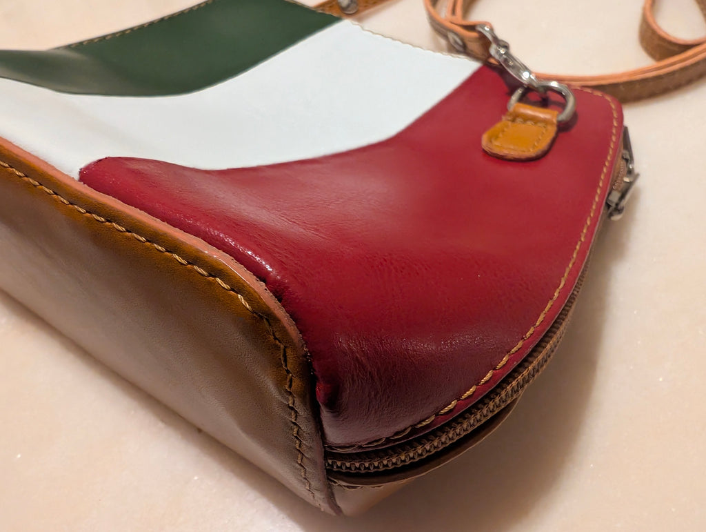 Made in Italy Vera Pelle Leather Italian Flag Crossbody Bag Tricolour