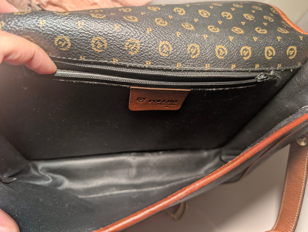 Pollini Heritage Messenger Bag Made in Italy, Monogram Crossbody