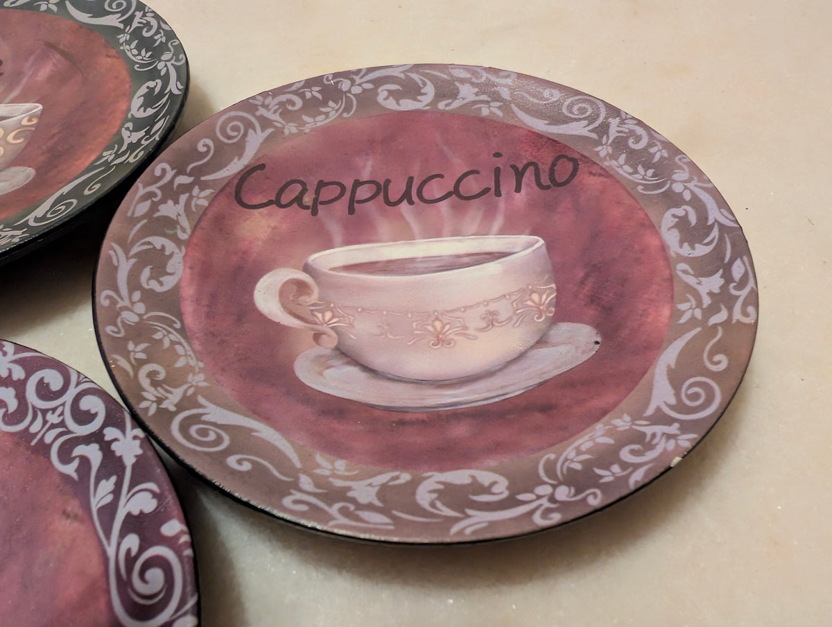Set of 4 Decorative Coffee Theme Accent Plates decor