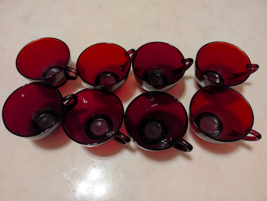 Vintage Anchor Hocking Ruby Red Glass Tea Cups – Set of 8 – Cranberry Glass Cups