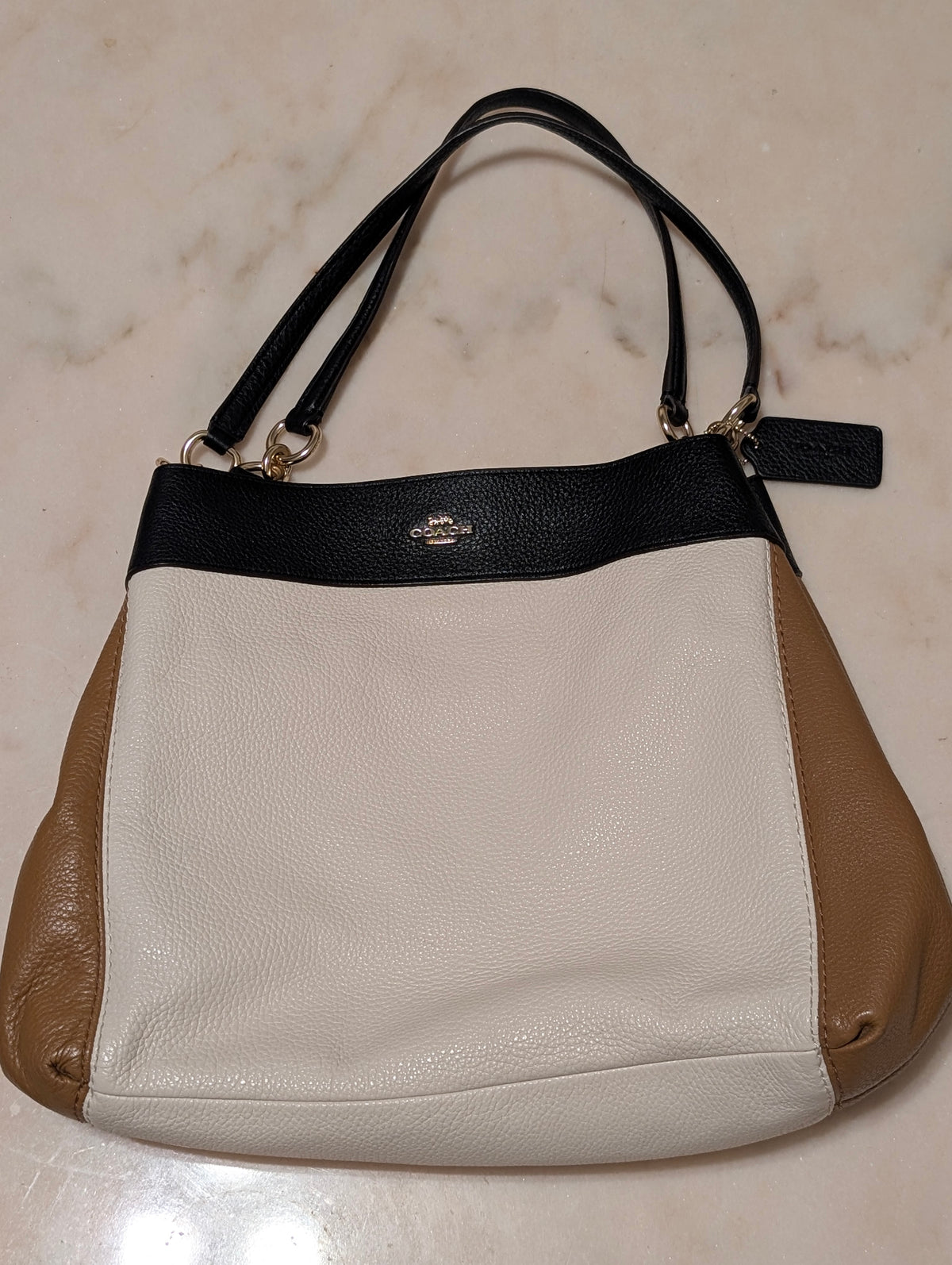 Coach,  Lexy: Colorblock Pebbled Leather Shoulder Bag / Hobo (Style F31992)
