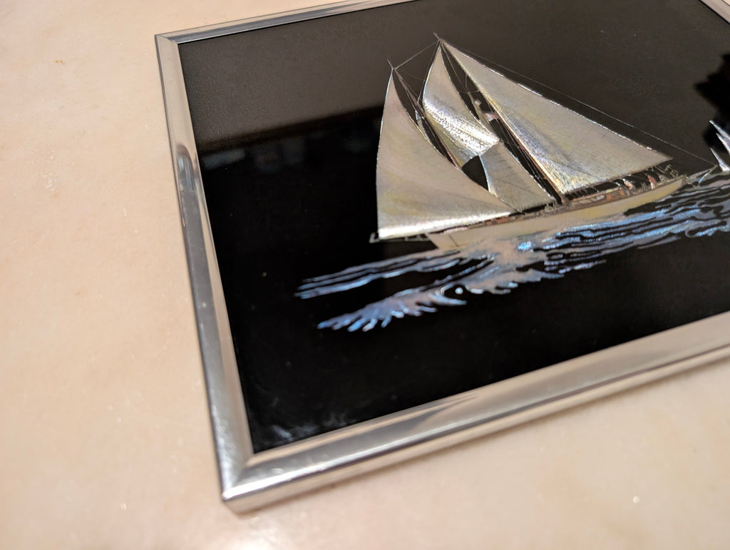 1985 Kafka Industries 4119 Sailing Yacht 3D Foil Screen Etching Framed
