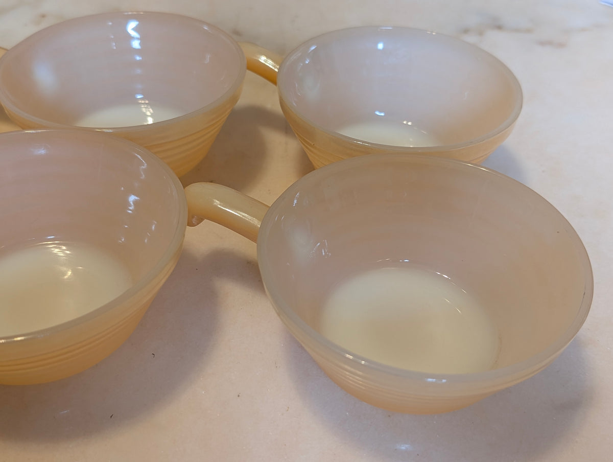Vintage Fire-King Peach Lustre Milk Glass Tea Cups – Set of 5 – Oven Fire-King Made in USA