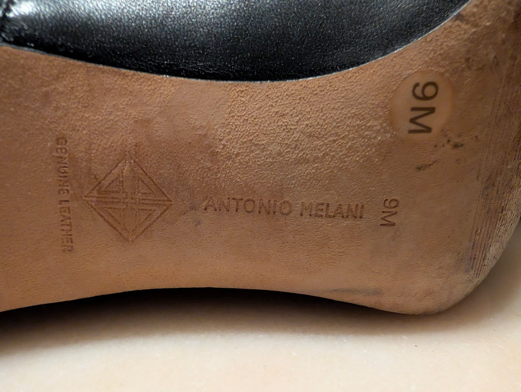 Antonio Melani Black Leather D'Orsay Court Shoes Heels Pumps (9M)
