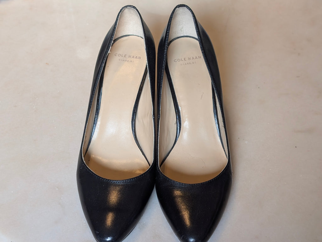 Cole Haan Grand.OS Black Leather Pointed Toe Pumps Heels Women's 7.5B Classic Ca
