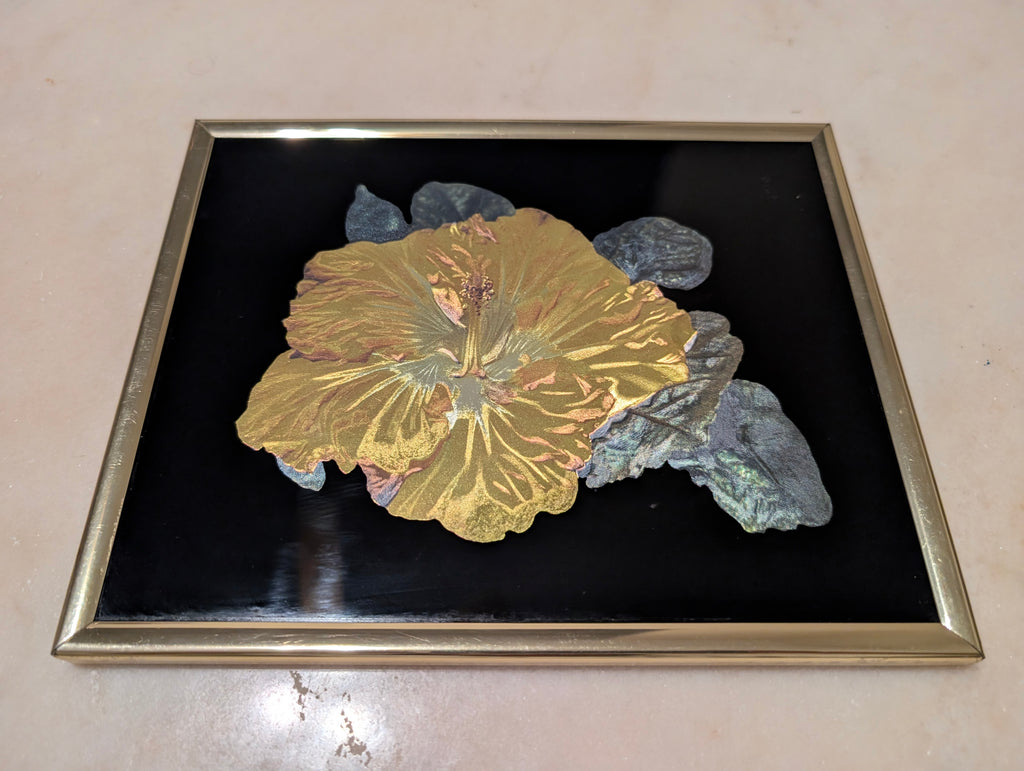 Vintage Kafka Industries Hibiscus Flower 3D Foil Wall Art (#4243) – Made in USA (1985)