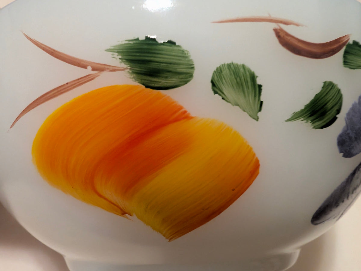 Vintage Fire-King Golden Harvest Milk Glass Bowl Hand Painted USA