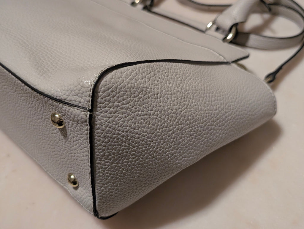 Anne Klein Light Gray Pebbled Satchel Crossbody Handbag Purse Gold Hardware