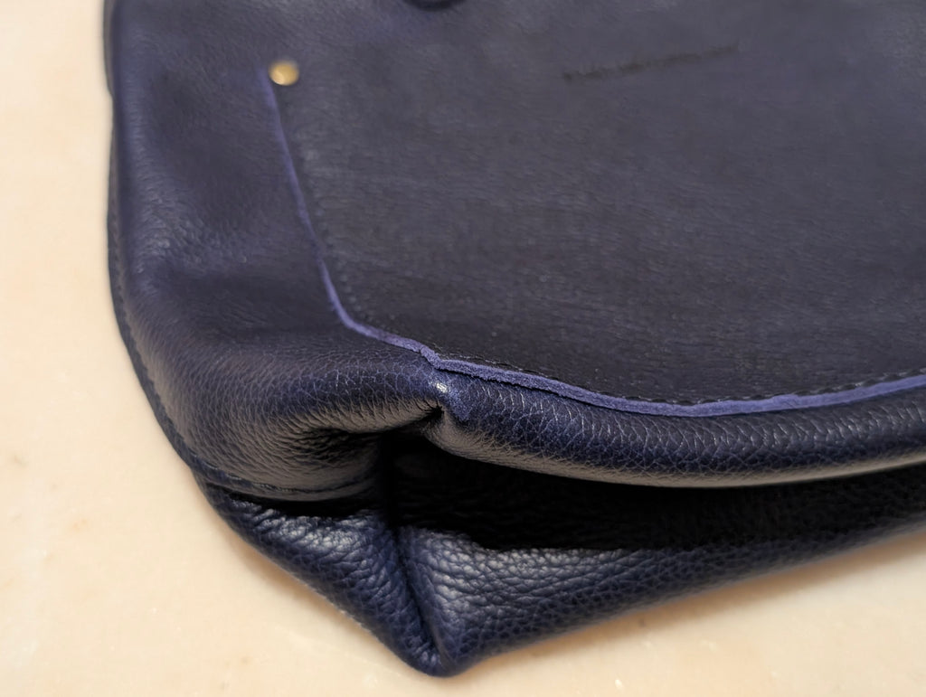 Portland Leather Goods Navy Leather Crossbody Tote Shoulder Bag Adjustable Strap