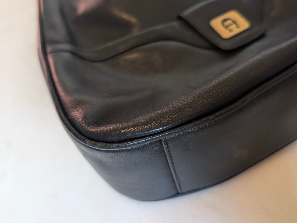 Vintage Etienne Aigner Black Genuine Leather Shoulder Bag Purse