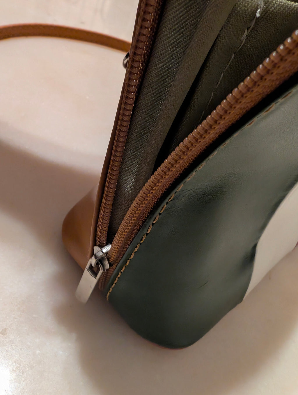 Made in Italy Vera Pelle Leather Italian Flag Crossbody Bag Tricolour