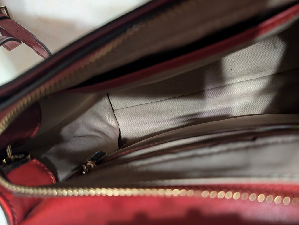 La'Festin Burgundy Structured Top Handle Satchel Crossbody Shoulder Bag