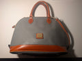 Dooney & Bourke Pebble Grain Dome Satchel Gray Brown Leather Crossbody Bag