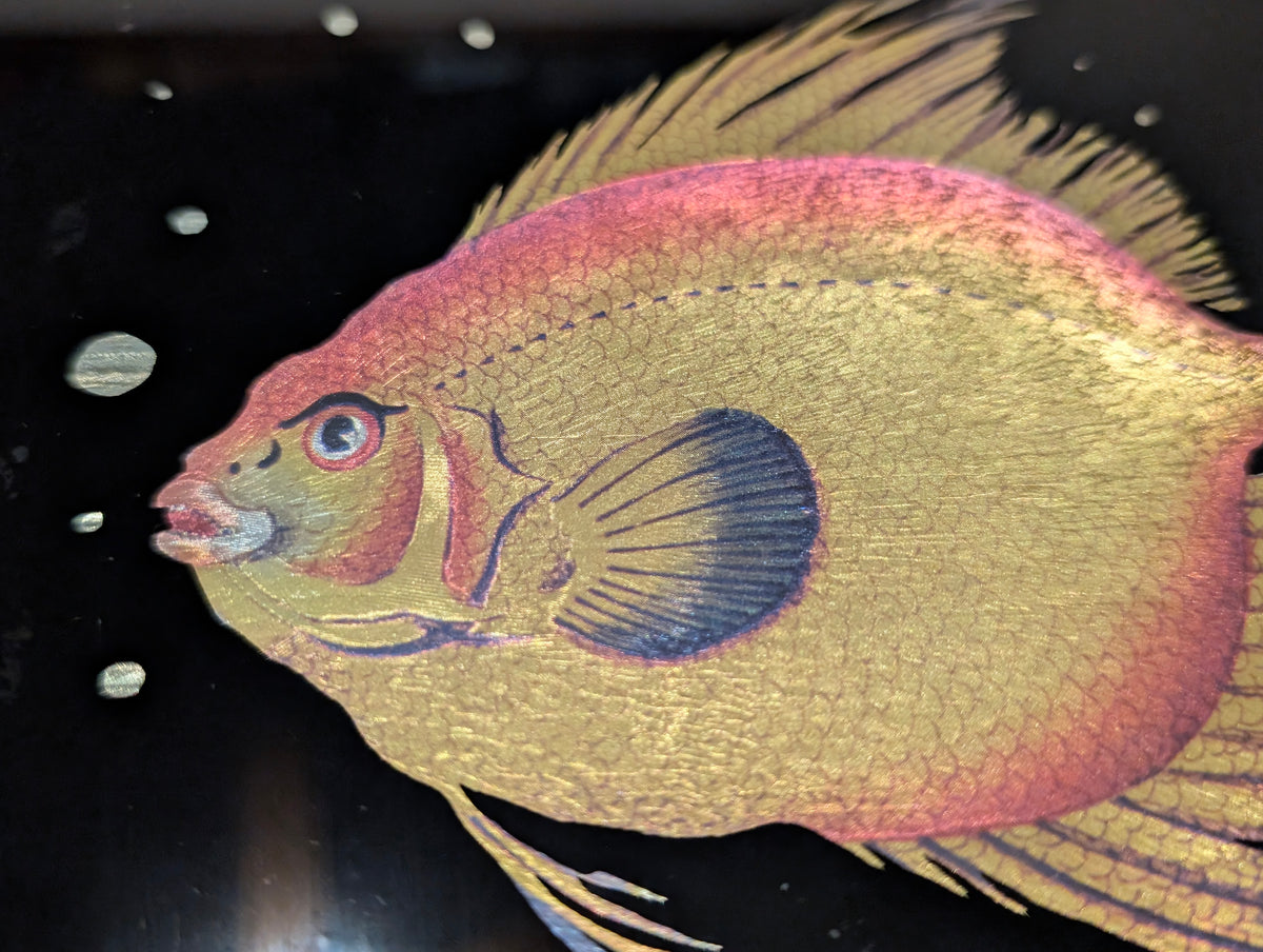 Vintage Kafka Industries #4417 Tropical Angelfish 3D Foil Wall Art Framed Made in USA