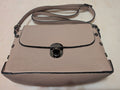Italian Leather Crossbody Shoulder Bag Taupe Pebbled Leather Made Italy