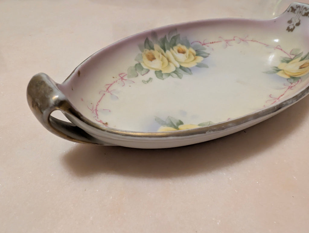 Antique Prussia Royal Rudolstadt Studio Handpainted Porcelain Relish Dish