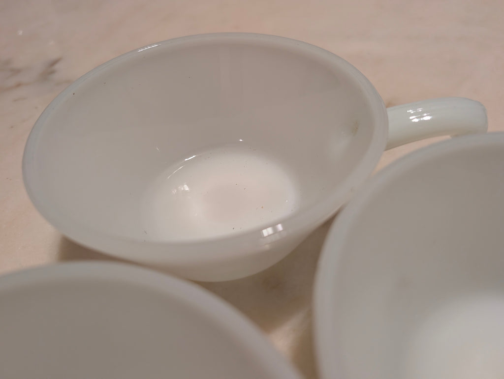 Fire-King Anchor Hocking Milk Glass Chili Bowls Soup Bowls With Handles (3)