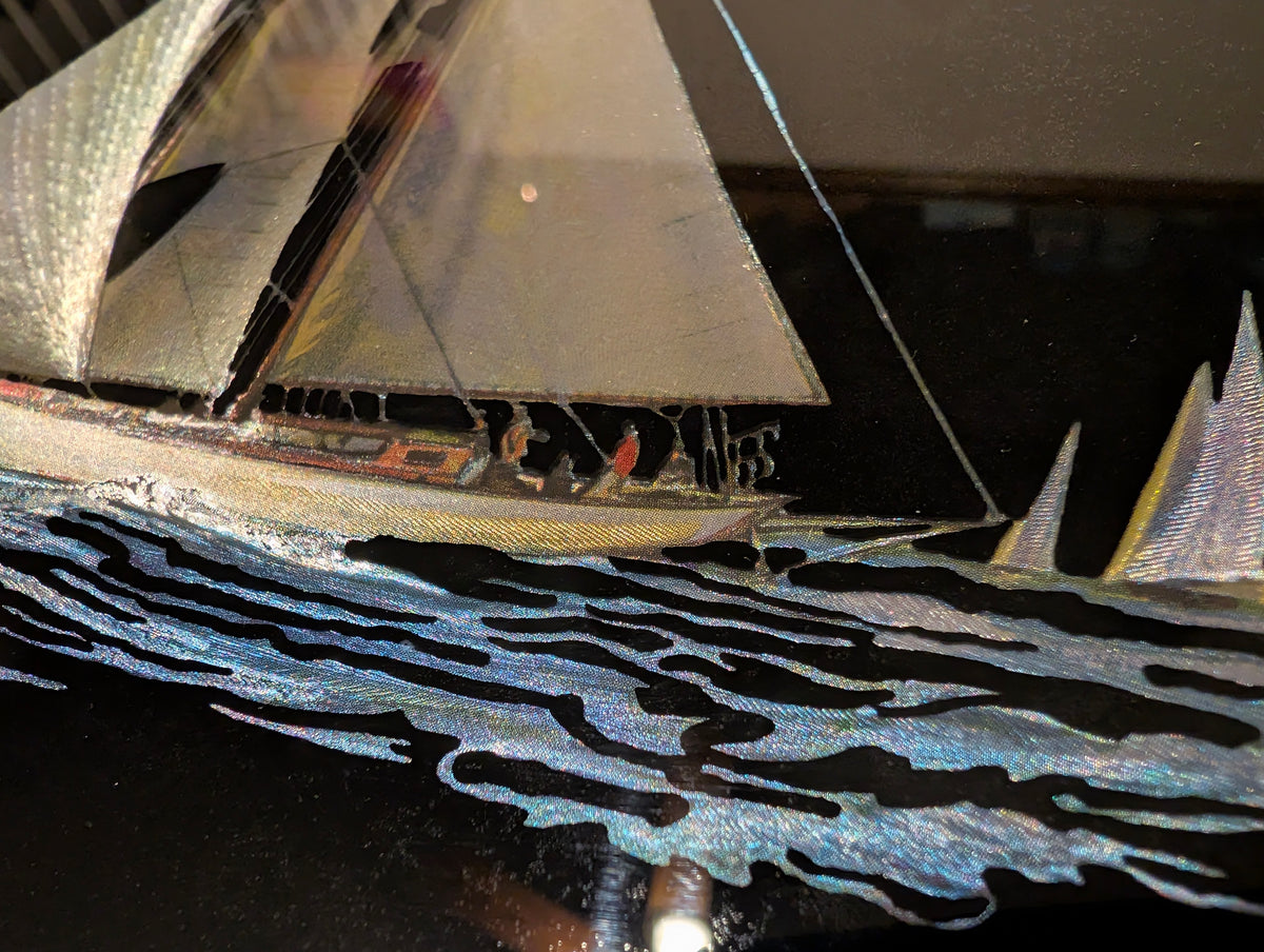 1985 Kafka Industries 4119 Sailing Yacht 3D Foil Screen Etching Framed